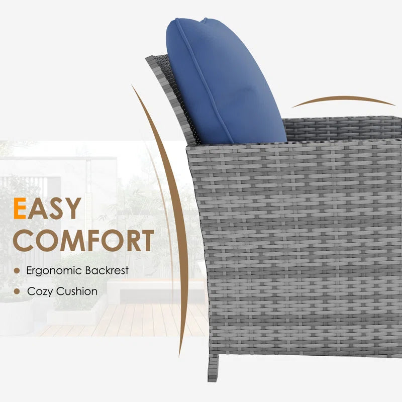 Idamarie 5 Piece PE Wicker Rattan Outdoor Conversation Set with Ottoman - Puck's