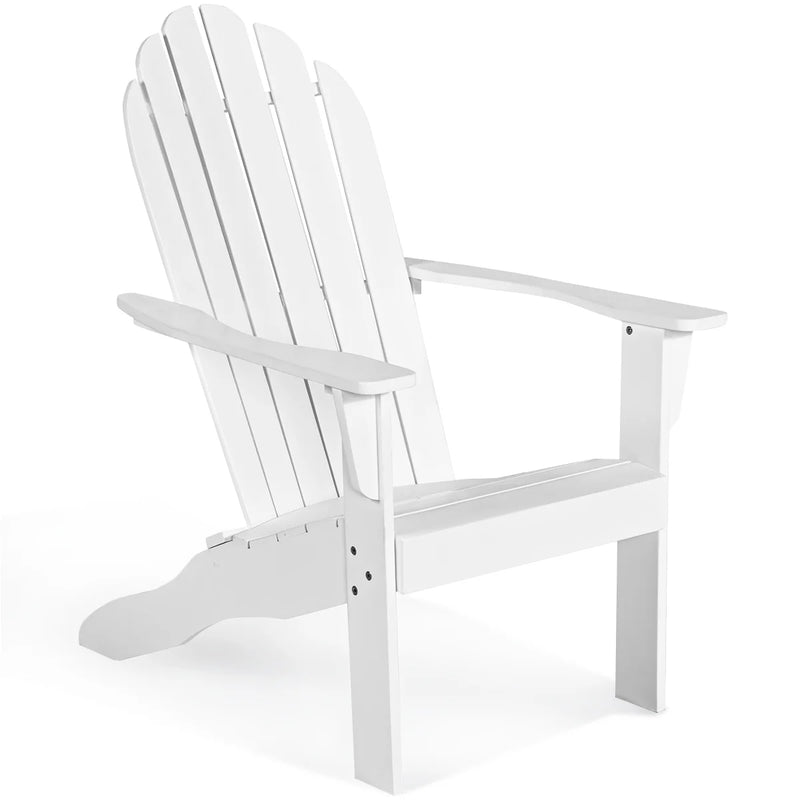 Outdoor Adirondack Chair Accent Chair Solid Wood Durable Patio Garden Furniture White - Puck's