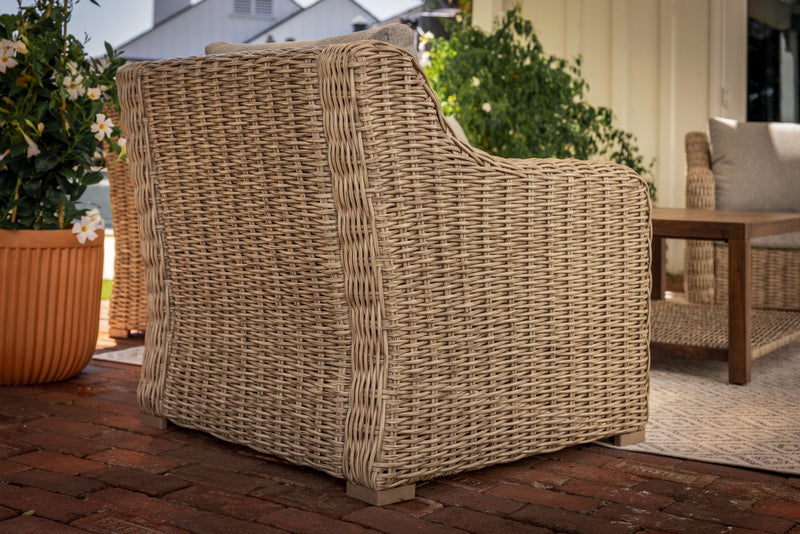Bellamy 2-Pack Outdoor Wicker Club Lounge Chairs Grijze Kussens met Patiohoes - Puck's