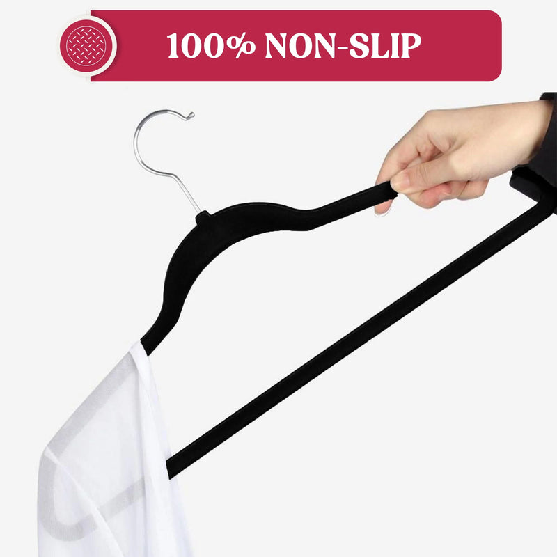 Lux Decor Collection Black Velvet Hangers Space Saving and Non-Slip Hangers - 30 Pack - Puck's
