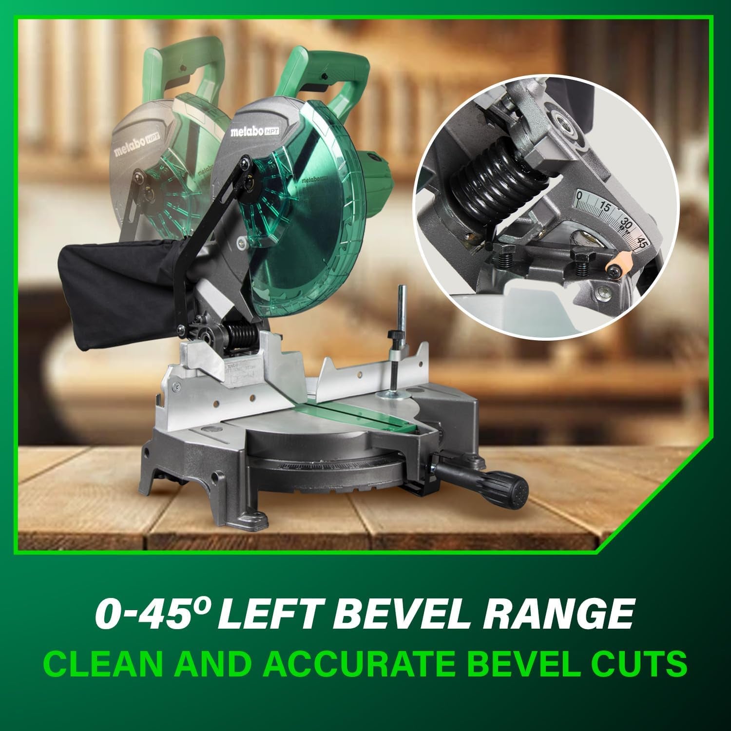 10-Inch Compound Miter Saw, 15-Amp Power Saw with Large 10-Inch Table, Precision Miter Angles, Single Bevel 0-45°, 24T TCT Blade, Positive Stops, Lightweight Design, C10FCGS - Puck's