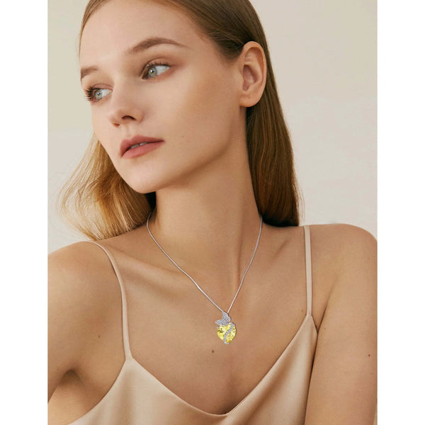 Sterling Silver November Birthstone Heart Necklace Butterfly Pendant Jewelry Gift for Women - Puck's