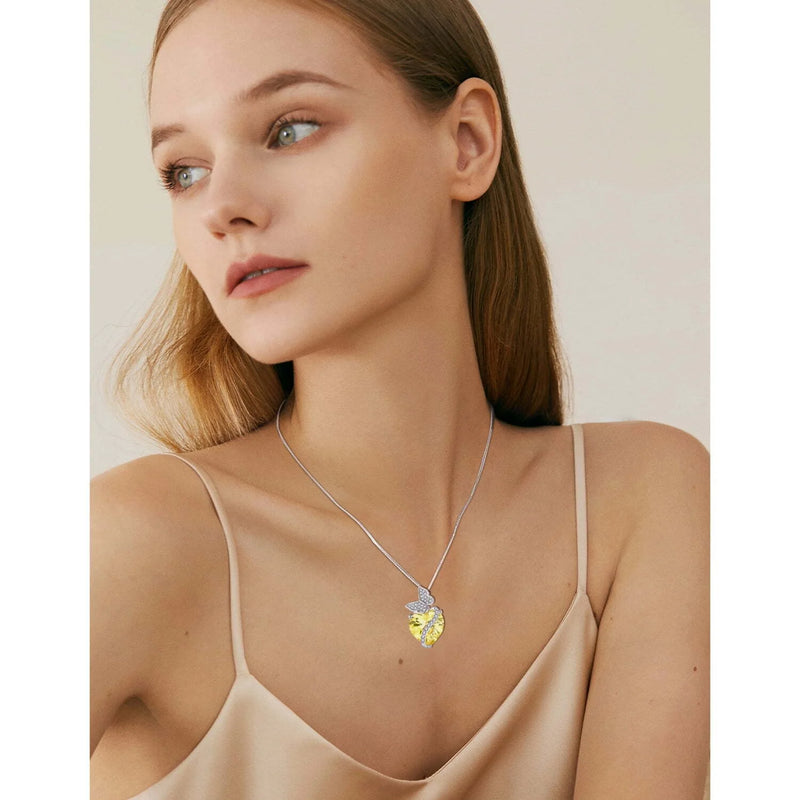 Sterling Silver November Birthstone Heart Necklace Butterfly Pendant Jewelry Gift for Women - Puck's