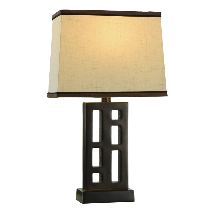 Better Homes & Gardens Open Works Lamp with Shade, Walnut, 11"L X 7"W X 19"H - Puck's