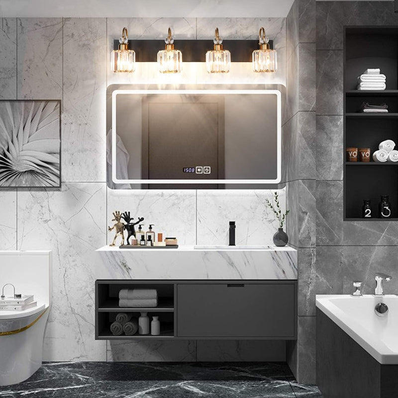 LED Modern Vanity Lights Fixtures 4 Lights Black Vanity Lights Crystal Modern Matte Black Vanity Lights for Bathroom - Puck's