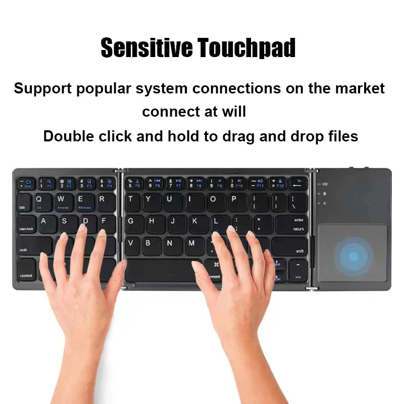 Wireless Folding Keyboard Bluetooth Keyboard with Touchpad for Windows, Android, Ios,Phone,Multi-Function Button Mini Keyboard - Puck's