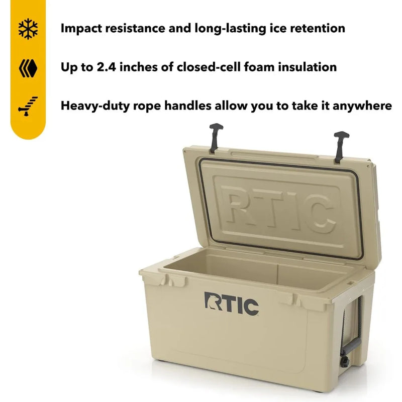 65 QT Ultra-Tough Cooler Hard Insulated Ice Chest Box for Beach, Drink, Beverage, Camping, Picnic, Fishing, Boat, Barbecue