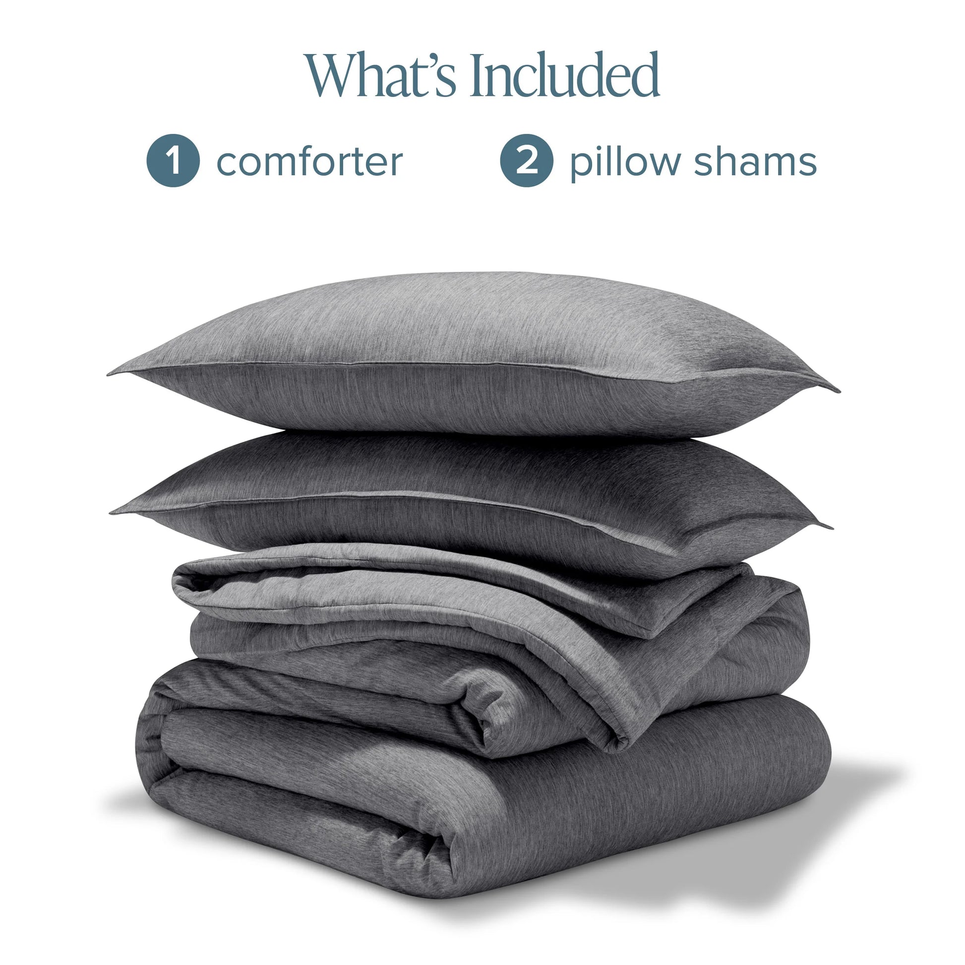 down Alternative Comforter Set - 3-Pieces - All Seasons - Queen, Heather Charcoal