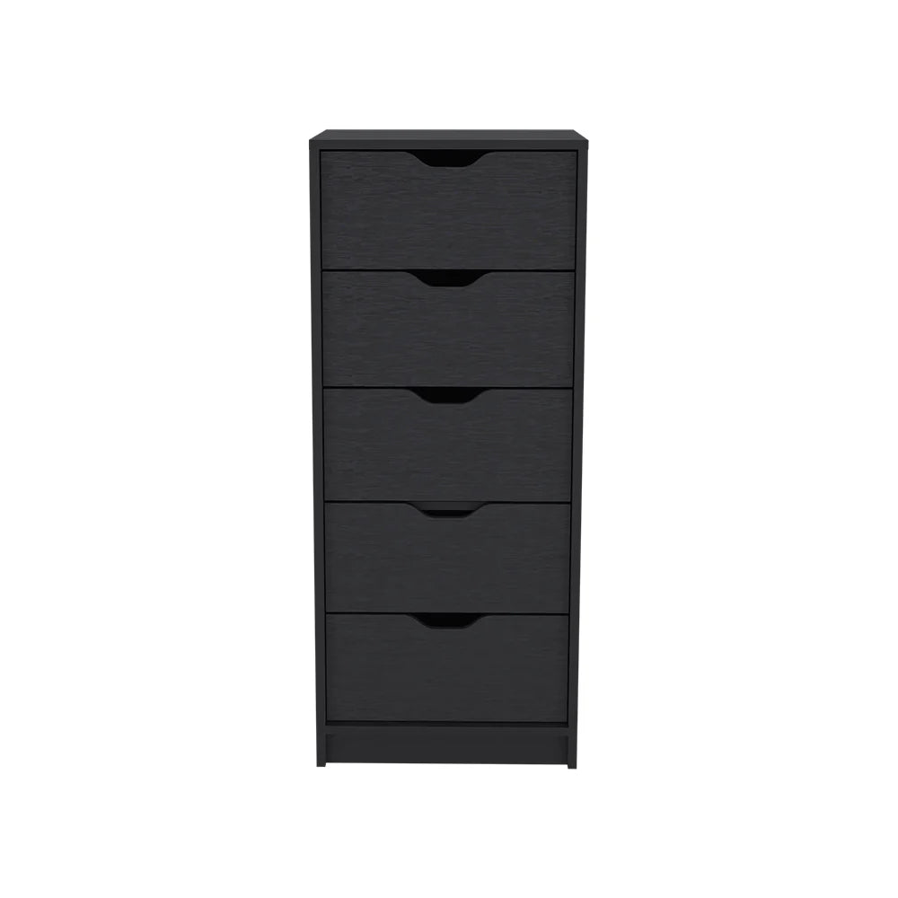 Dresser Kamran, Five Drawers Narrow, Black Wengue Finish - Puck's
