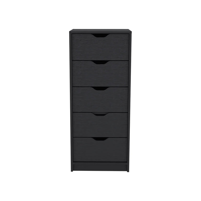 Dresser Kamran, Five Drawers Narrow, Black Wengue Finish - Puck's