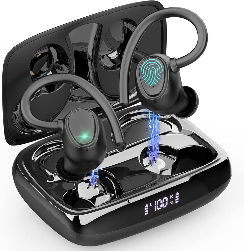 Wireless Earbud, Bluetooth 5.1 Headphones Sport Wireless Bluetooth Earphones in Ear Noise Cancelling Earbud with Mic Deep Bass, Earhooks Ear Buds IP7 Waterproof 48H Headset for Running Gym[2021 New] - Puck's