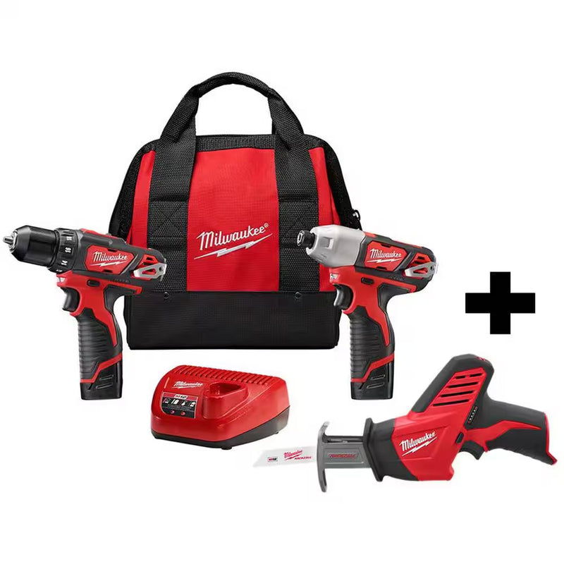 M12 12V Lithium-Ion Cordless Drill Driver/Impact Driver Combo Kit (2-Tool) with M12 HACKZALL Reciprocating Saw - Puck's