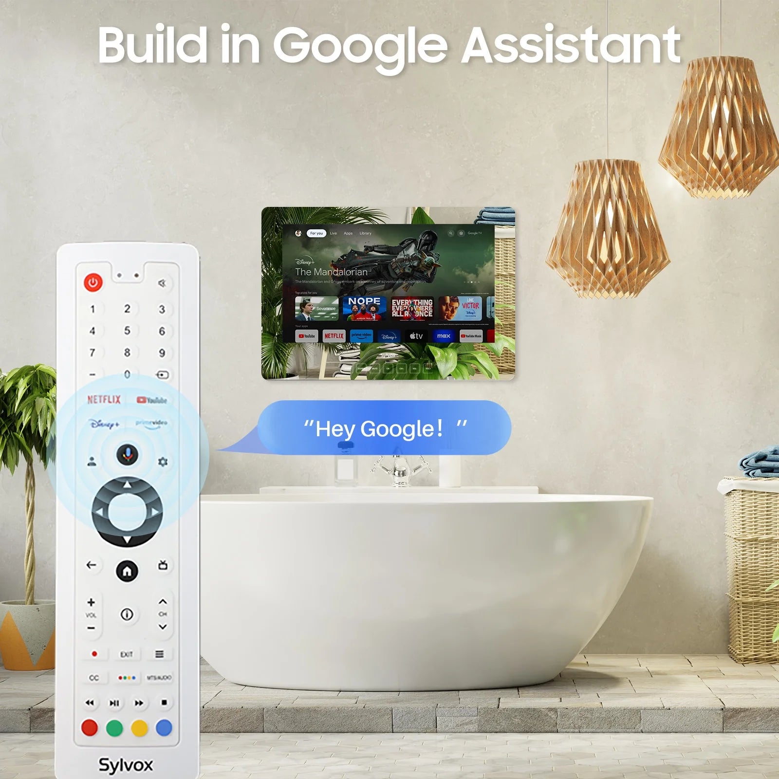 19 Inch Bathroom TV, 1080P Smart Mirror TV Google System NTSC & ATSC Tuner Support Wifi Bluetooth 500 Nits High Brightness, IP66 Waterproof TV for Bathroom Bathtub Hotel Shower Spa (Wall Mount) - Puck's