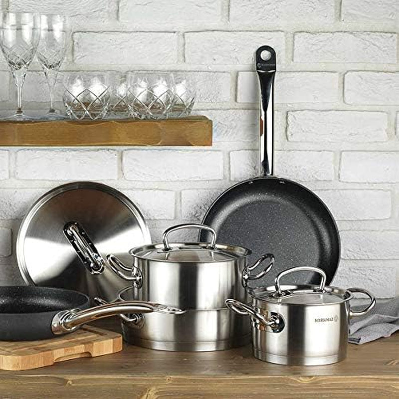 Proline 4.5 Quart Stainless Steel Low Casserole Saute Pot Stockpot with Lid and Handles Silver A1170 - Puck's