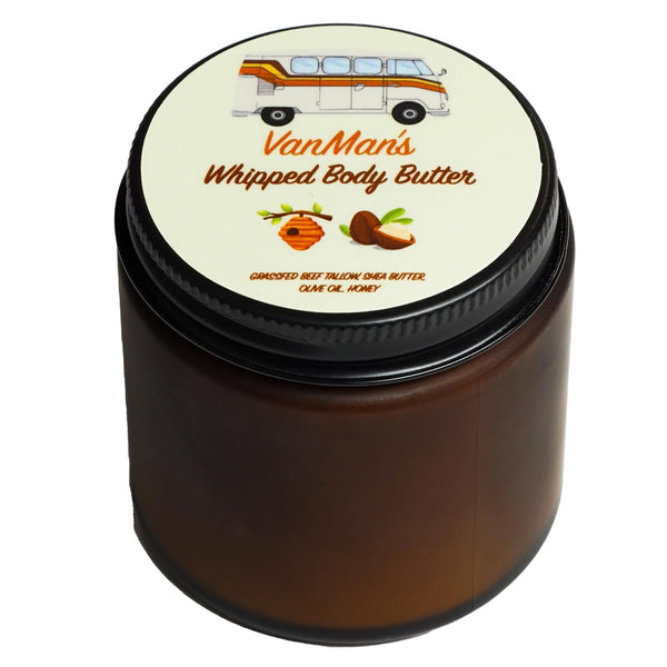 Vanman'S - Whipped Tallow - Body Butter with No Essential Oils - Body Moisturizer with Grass-Fed/Finished Beef Tallow for Skin - Organic Shea Butter, Cold Pressed Olive Oil and Raw Honey - 4 Oz - Puck's