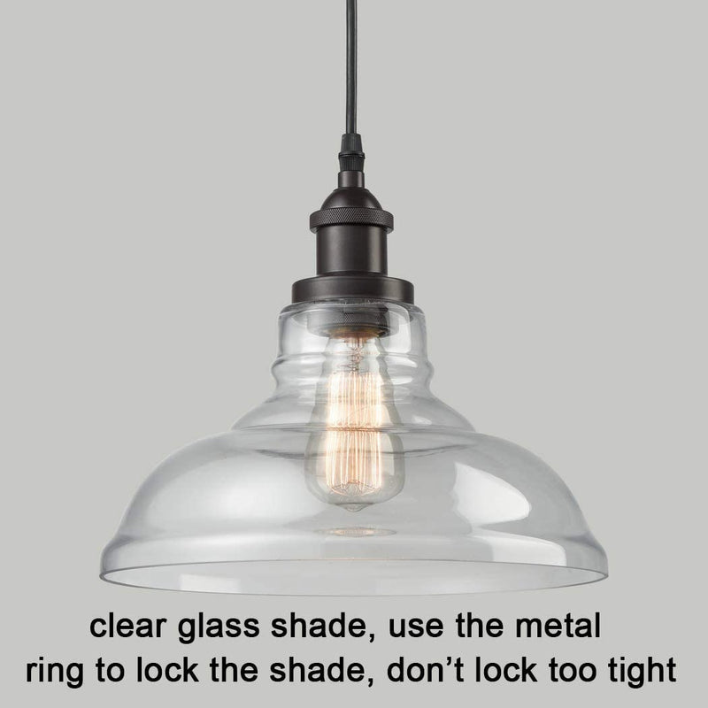 Ecopower Industrial Edison Vintage Style 1-Light Pendant Glass Hanging Light Kitchen Island Dining Pendant Lighting - Puck's