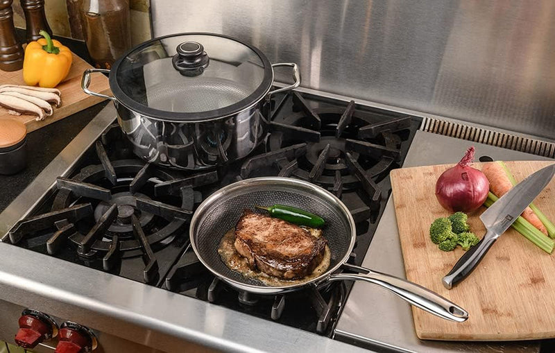 Quick Release 8-Inch Stainless Steel Nonstick Frying Pan - Induction Cookware - Stainless Steel Pan - Puck's