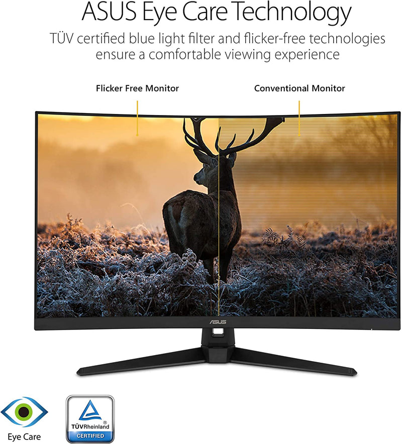 TUF Gaming VG328H1B 32” Curved Monitor, 1080P Full HD, 165Hz (Supports 144Hz), Extreme Low Motion Blur, Adaptive-Sync, Freesync Premium, 1Ms, Eye Care, HDMI D-Sub - Puck's