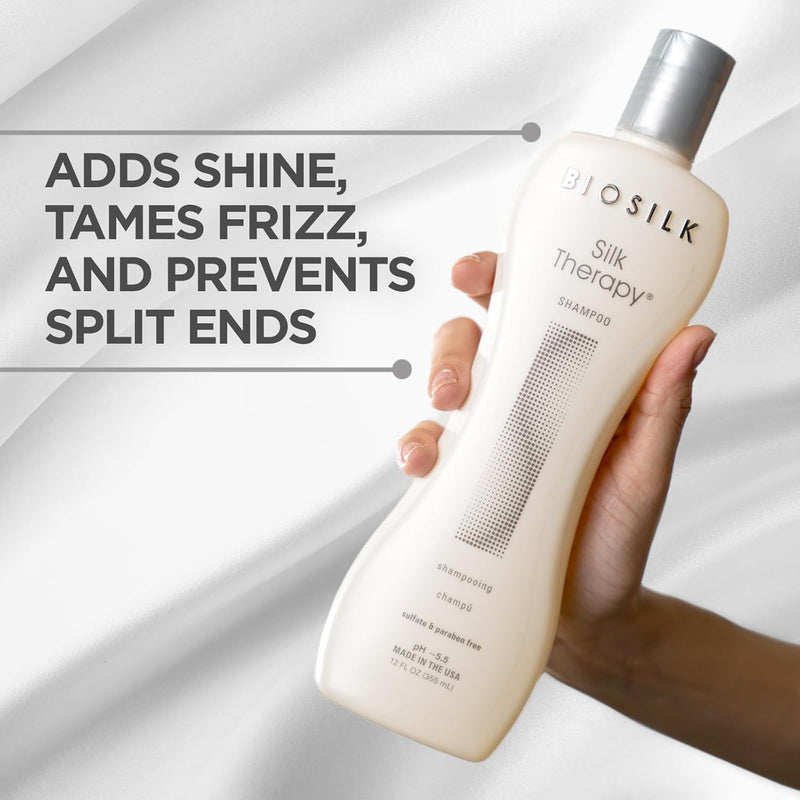 Silk Therapy Shampoo, Gentle Hair Cleanser Delivers Healthy & Shiny Hair, Great for All Hair Types, Sulfate, Paraben, & Cruelty-Free, 12 Oz - Puck's