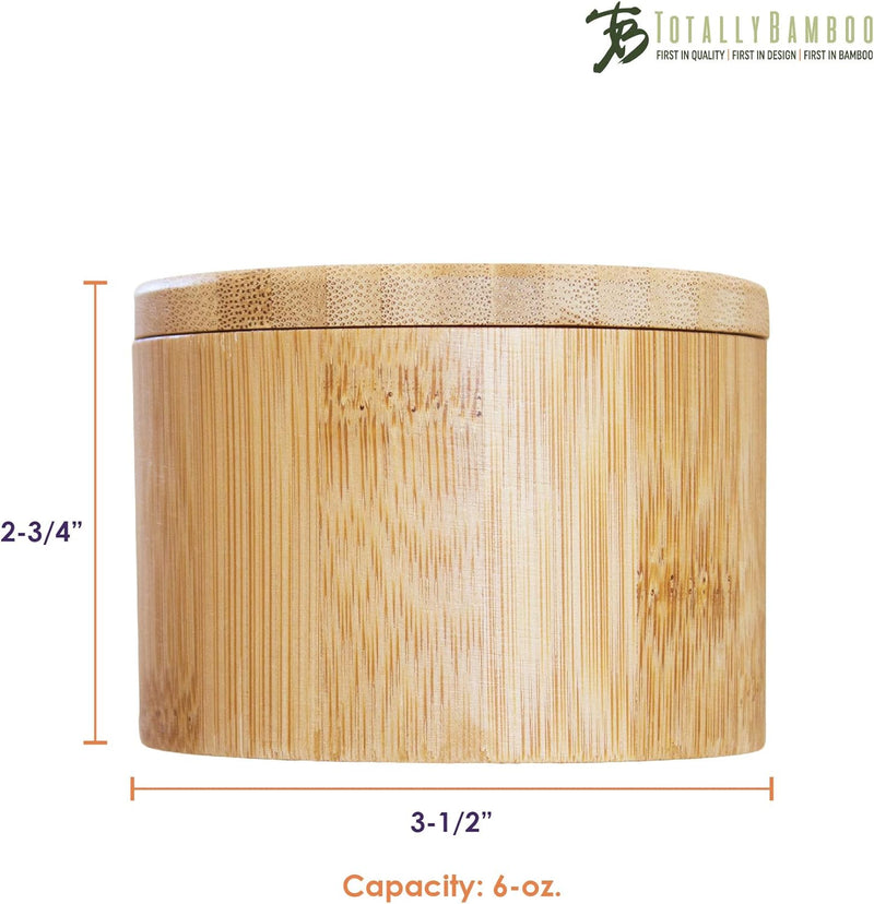 Salt Cellar Bamboo Storage Box with Magnetic Swivel Lid, 6 Ounce Capacity - Puck's