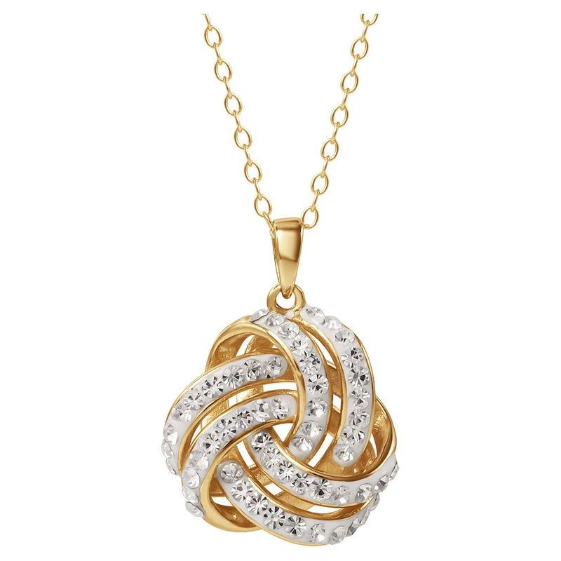 Love Knot 18K Gold Crystal Pendant and Earring Set - Puck's
