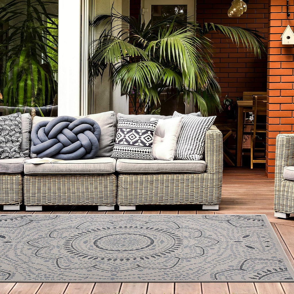 Medallion for Patio Rugs,Deck Rugs,Balcony Rugs Indoor/Outdoor Area Rug 7'10" X 10' Cream - Puck's