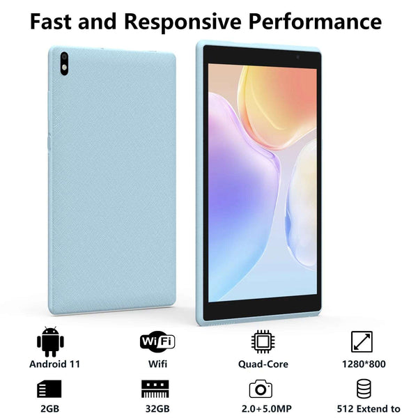 Tablet Android, 8 Inch Tablet 2GB+32GB Tablet, 1280X800 IPS Touch Screen, Tablet Computer Blue - Puck's