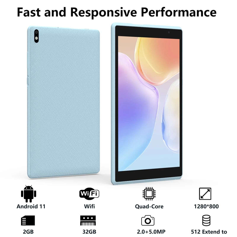 Tablet Android, 8 Inch Tablet 2GB+32GB Tablet, 1280X800 IPS Touch Screen, Tablet Computer Blue - Puck's