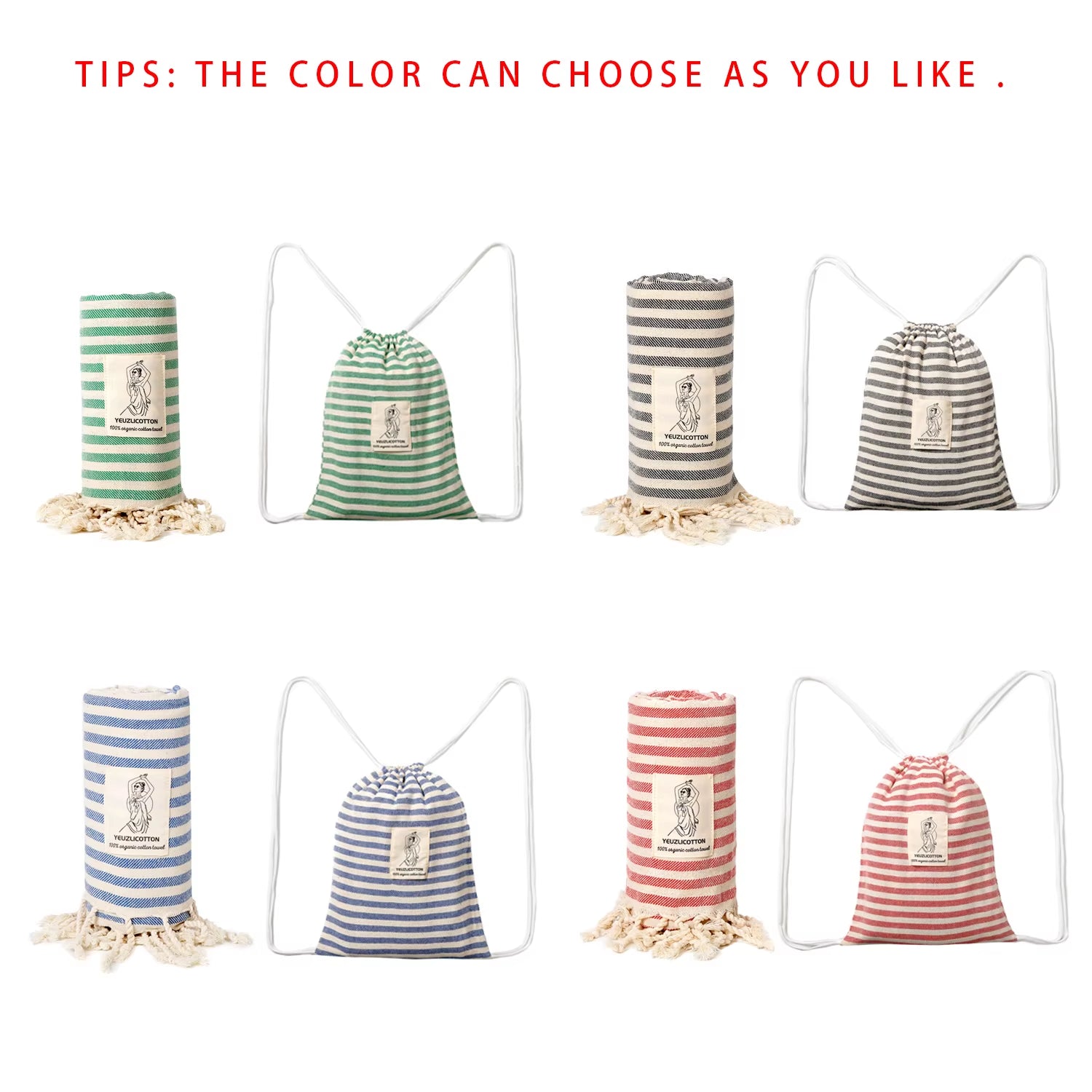 YEUZLICOTTON Hot Sale Luxury Striped Tassel 100% Cotton Sauna Spa Bath Towel for Home 100*180CM Travel Turkish Large Beach Towel - Puck's