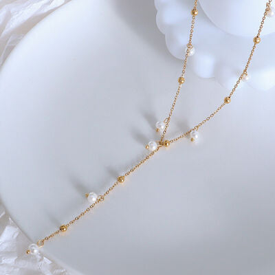 18K Gold-Plated Pearl Drop Necklace - Puck's