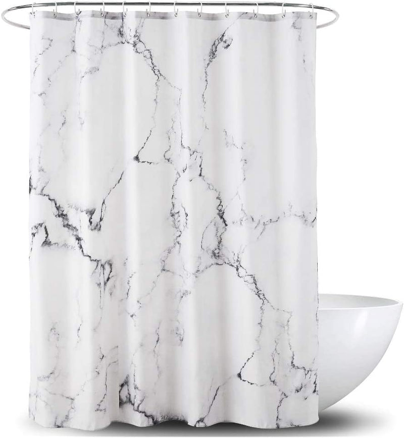 Marble Bathroom Shower Curtain,Grey and White Fabric Shower Curtain with Hooks,Unique 3D Printing,Decorative Bathroom Accessories,Water Proof,Reinforced Metal Grommets,Standard 72X72 Inches - Puck's