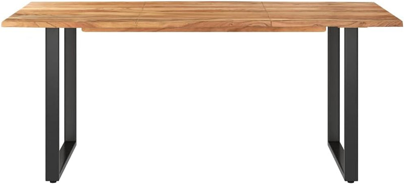 Dining Table with Solid Acacia Wood Table Top and Metal Black Table Leg for Kitchen,Dining Room Home Furniture 70.9"X35.4"X29.9"(Lxwxh) - Puck's