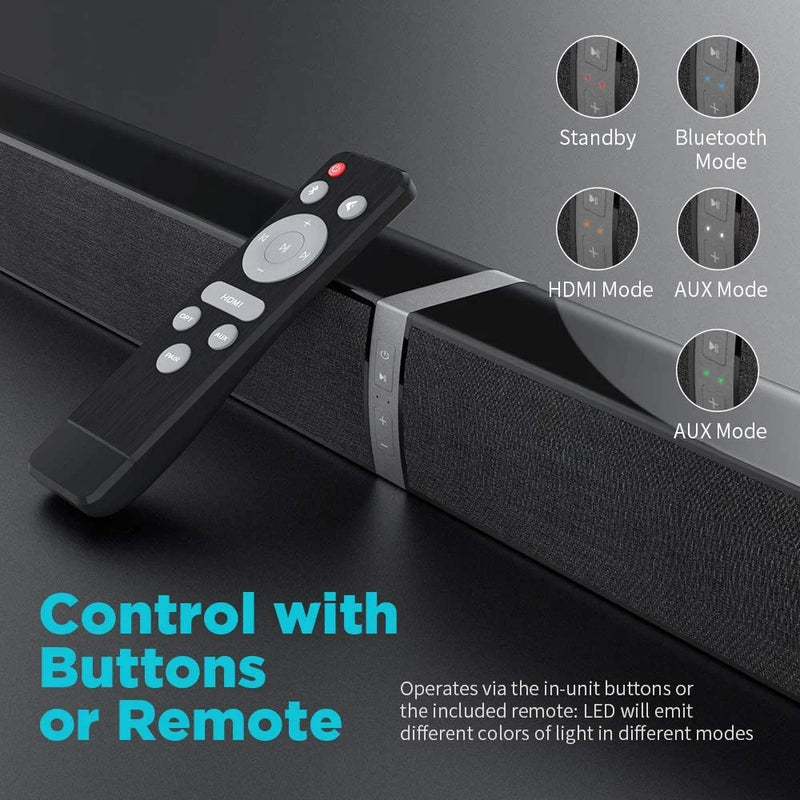 Sound Bars for TV, Bluetooth Soundbar for TV, 50W TV Sound Bar with 4 Drivers and Remote Control, Home Audio TV Speakers Sound Bar with Arc/Optical/Aux Connect - Puck's