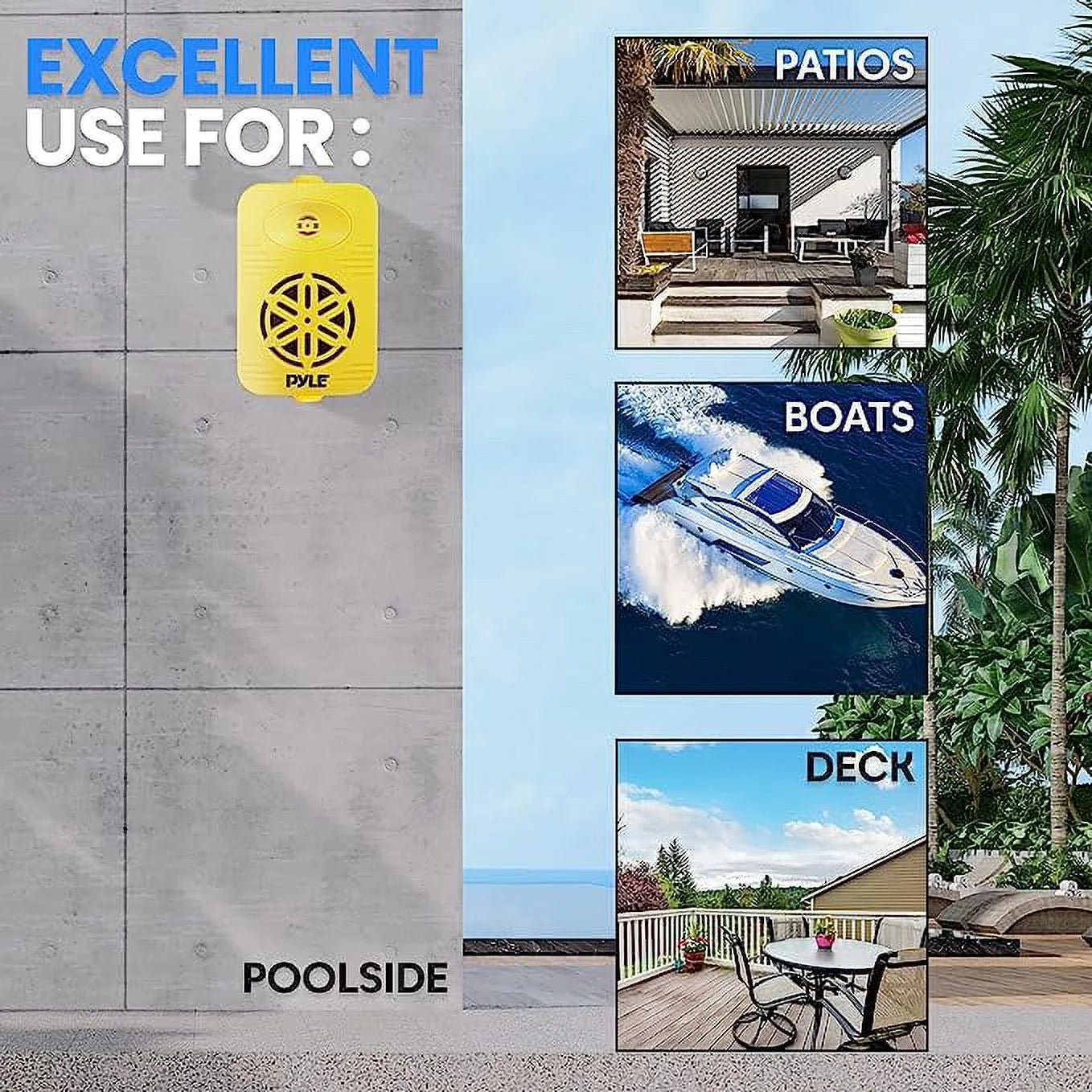 Indoor Outdoor Speakers 500 Watt Dual Waterproof 5.25"2-Way Full Range Speaker System, Yellow - Puck's