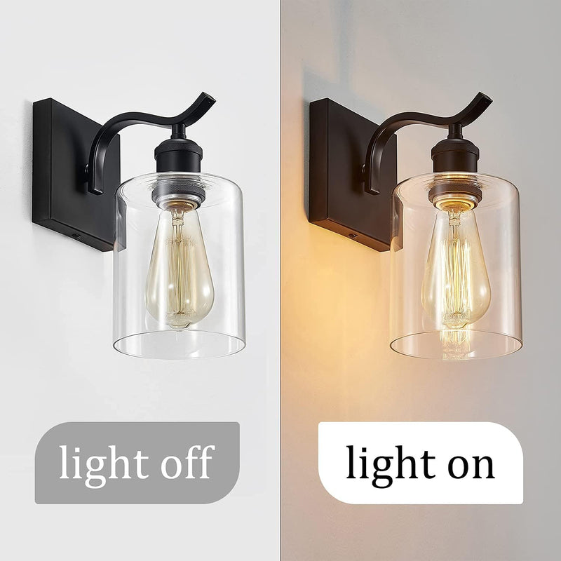 Wall Light Fixtures, Bathroom Vanity Light Fixtures, Metal Sconces Wall Lighting with Clear Glass, Farmhouse Sconce Wall for Bedroom Living Room Hallway - Puck's