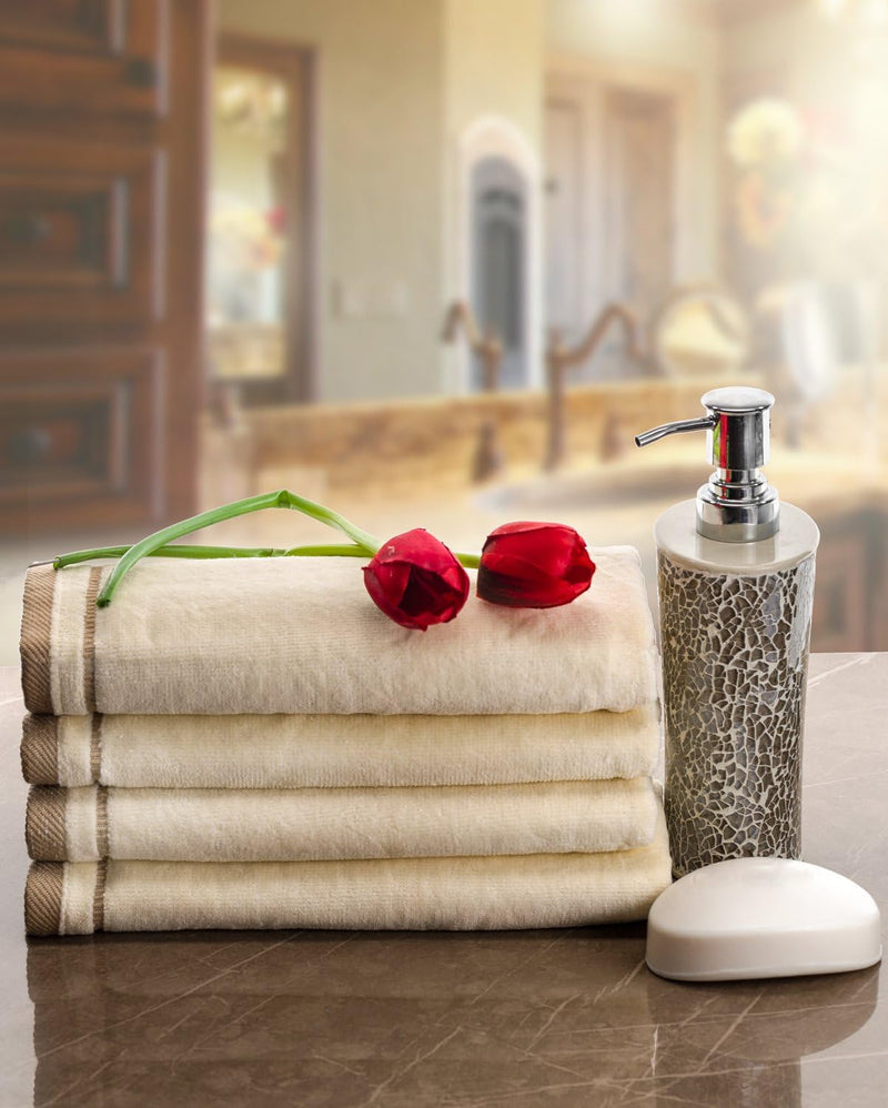 Monogrammed Gifts, Fingertip Towels, 11 X 18 Inches - Set of 4- Decorative Golden Brown Embroidered Towel - Extra Absorbent 100% Cotton- Personalized Gift- for Bathroom/Kitchen- Initial H (Ivory) - Puck's