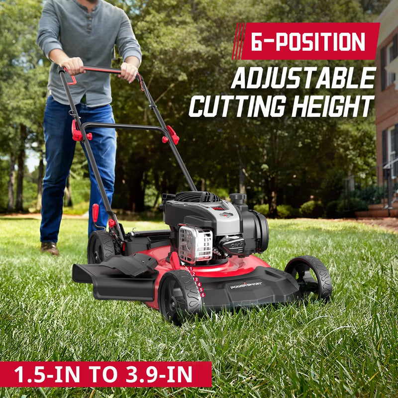 Push Lawn Mower 21-Inch 3-In-1 ,6 Lever Height Adjustment with 140Cc B&S Engine - Puck's