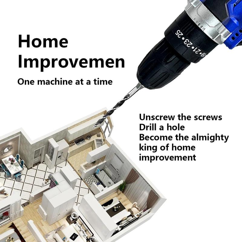 Cordless Drill, 21V Power Drill Set, 25+1 Position Adjustable Torque Electric Drill, 2-Speed Transmission for Screwdriving and Drilling, Blue - Puck's