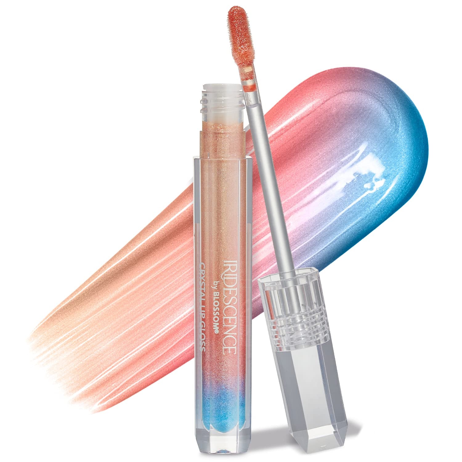 Iridescence Watermelon Flavored, Longlasting High Gloss, Glitter Shimmer Sparkle Crystal Lip Gloss, 0.08 Fl Oz, Ombre Nude, Carnelian Cream - Puck's
