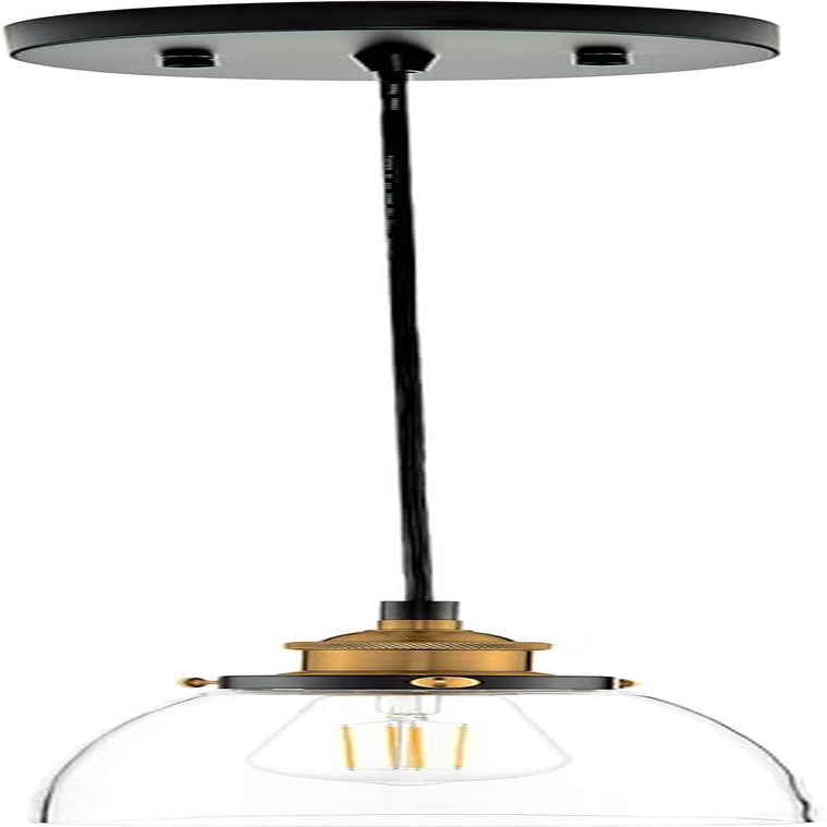 Fiorentino Large Glass Pendant Light Fixture Modern Farmhouse Bell Shaped Kitchen Pendant Lighting over Island Black and Gold Pendant Light Shade over Sink Lighting Fixtures, UL Listed - Puck's