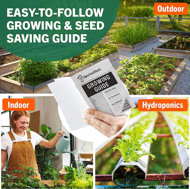 15,000 Non GMO Heirloom Vegetable Seeds for Planting Vegetables and Fruits - 32 Variety Pack of Vegetable Seeds for Gardening, Survival Gear, Seed Vault Emergency Supplies Kit - Puck's