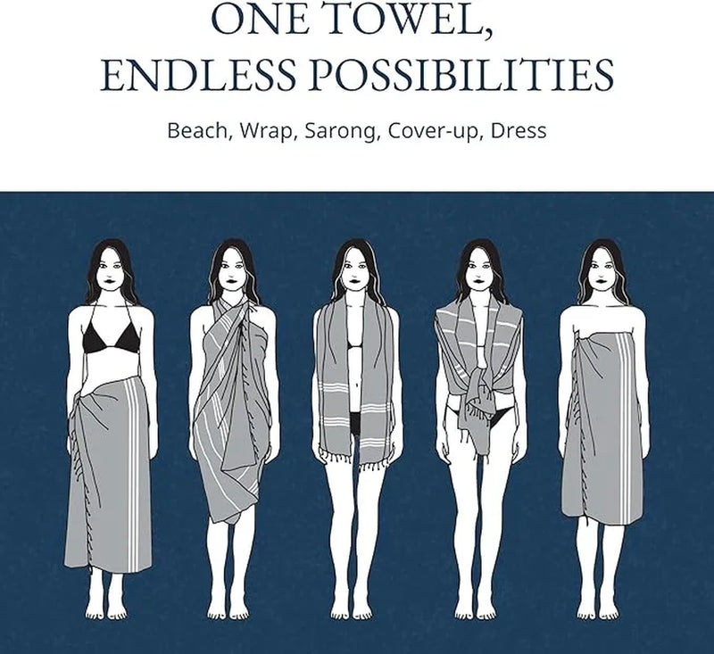Sand Free Beach Towels 4 Pack – Lightweight, Quick Dry, Ideal for Summer Fun and Pool Days – Grey