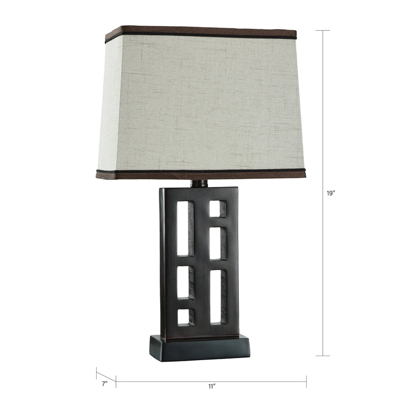 Better Homes & Gardens Open Works Lamp with Shade, Walnut, 11"L X 7"W X 19"H - Puck's