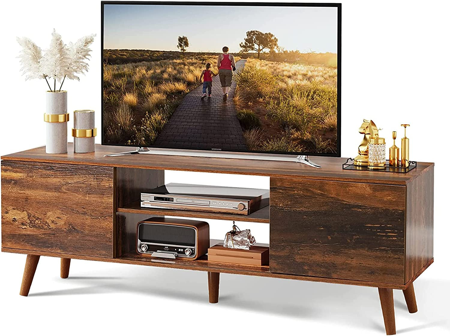 TV Stand for 55 60 Inch TV, Mid Century Modern TV Console, Entertainment Center - Puck's