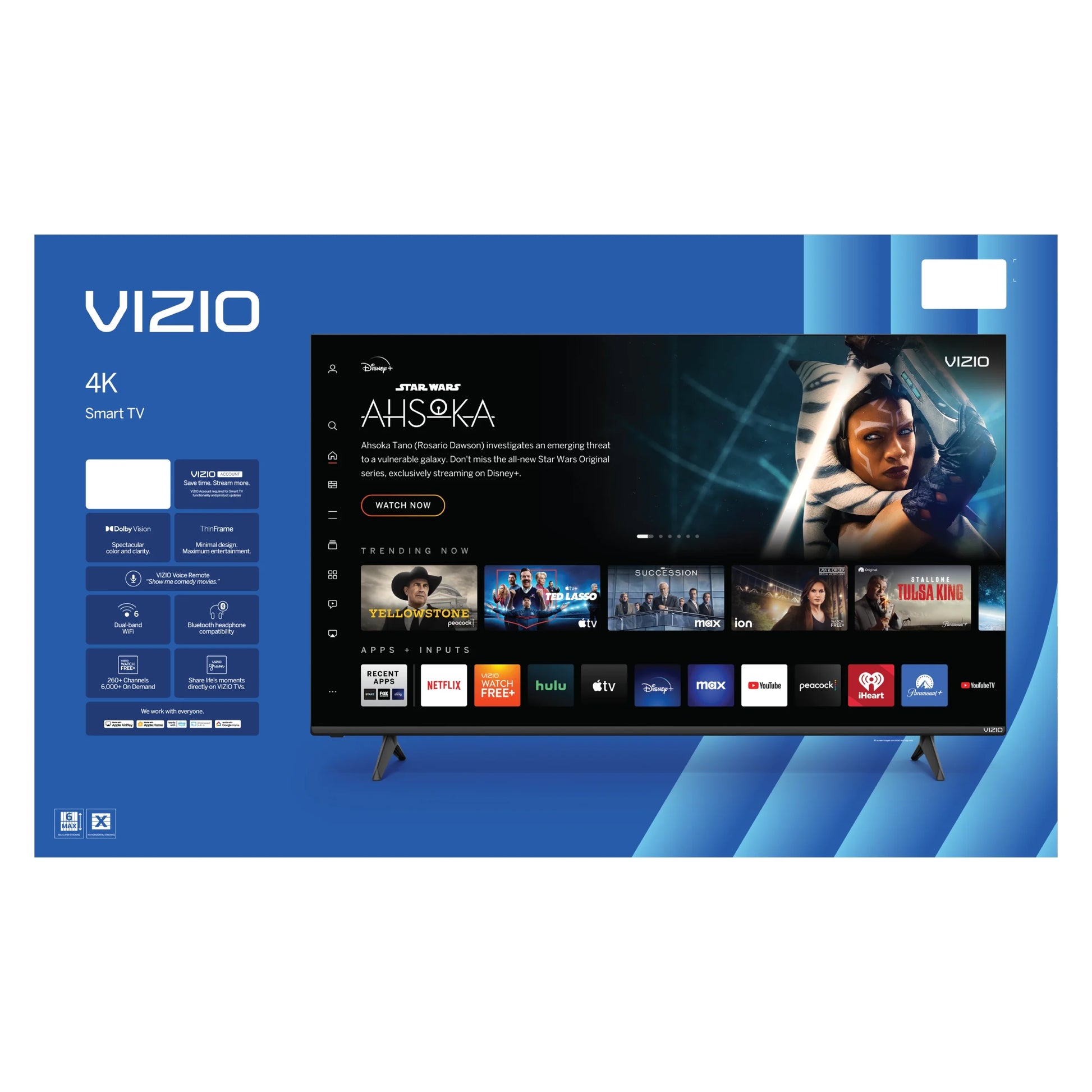 55” Class 4K UHD LED HDR Smart TV (New) V4K55M-08 - Puck's