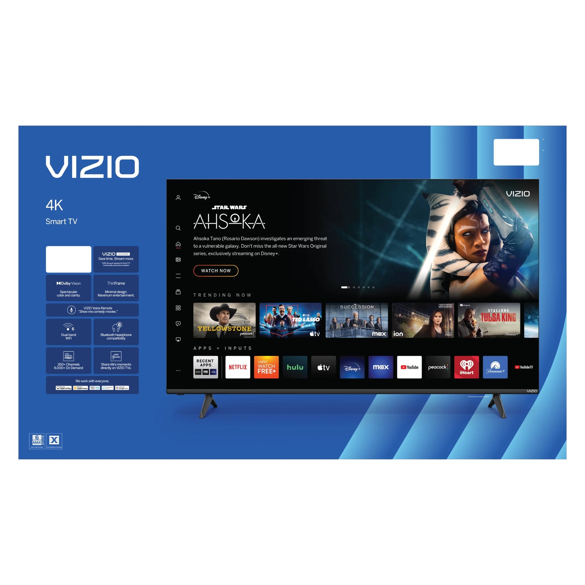 55” Class 4K UHD LED HDR Smart TV (New) V4K55M-08 - Puck's