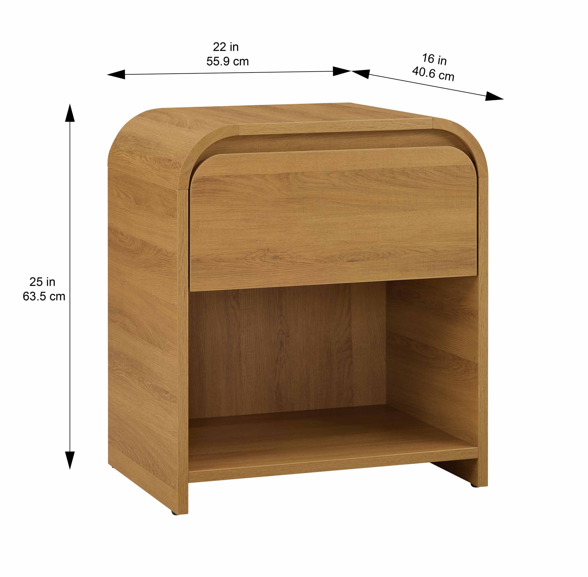 Juliet Nightstand with USB, Light Honey Finish - Puck's