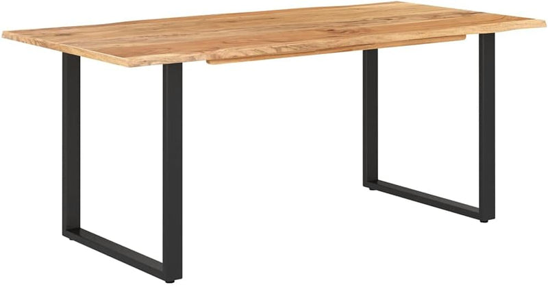 Dining Table with Solid Acacia Wood Table Top and Metal Black Table Leg for Kitchen,Dining Room Home Furniture 70.9"X35.4"X29.9"(Lxwxh) - Puck's
