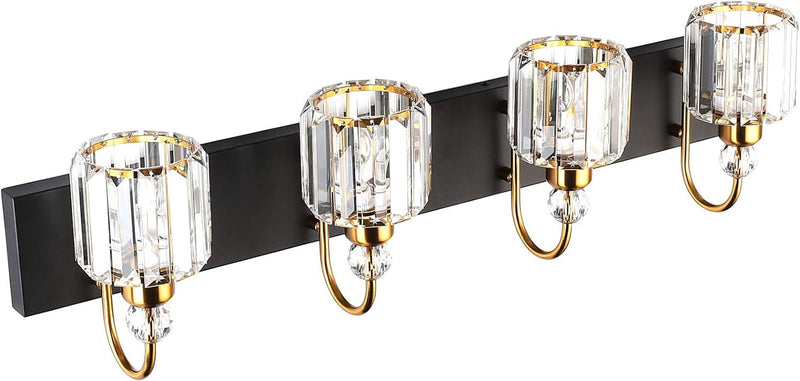 LED Modern Vanity Lights Fixtures 4 Lights Black Vanity Lights Crystal Modern Matte Black Vanity Lights for Bathroom - Puck's