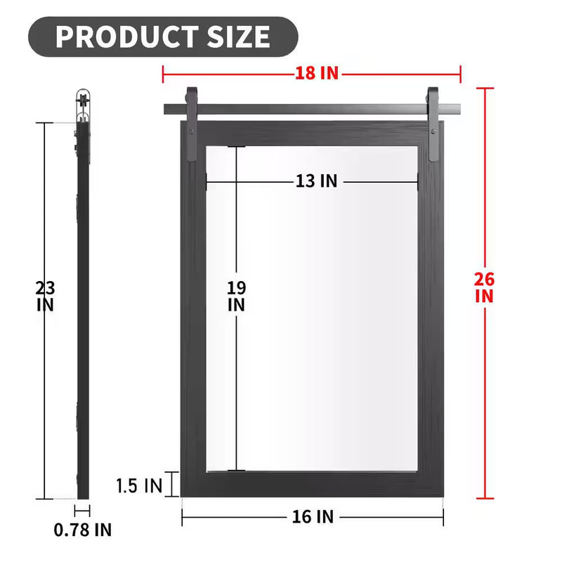 18 In. W X 26 In. H x 2.5 W Medium Rectangle Mirror Wood Framed Wall Mirror Bathroom Mirror Vanity Mirror Accent Mirror in Black - Puck's